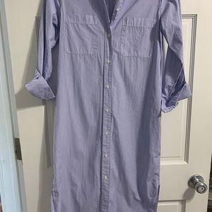 Everlane Striped Cotton Poplin Long Shirt Dress